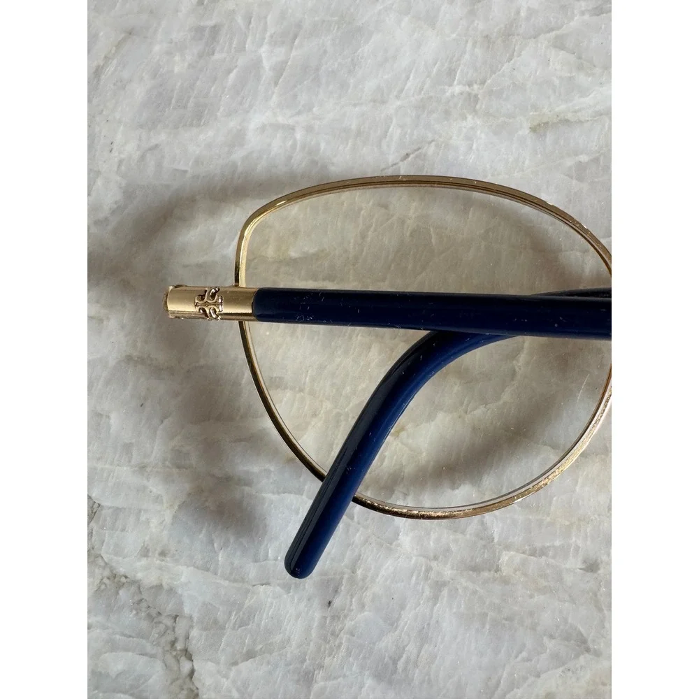 Tory Burch Navy Gold Cateye Full Rim Metal Glasses Eyeglasses‎ Frame Women